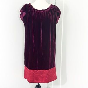 Roberta Freyman Small Burgundy Red Velvet Cap Sleeve Dress